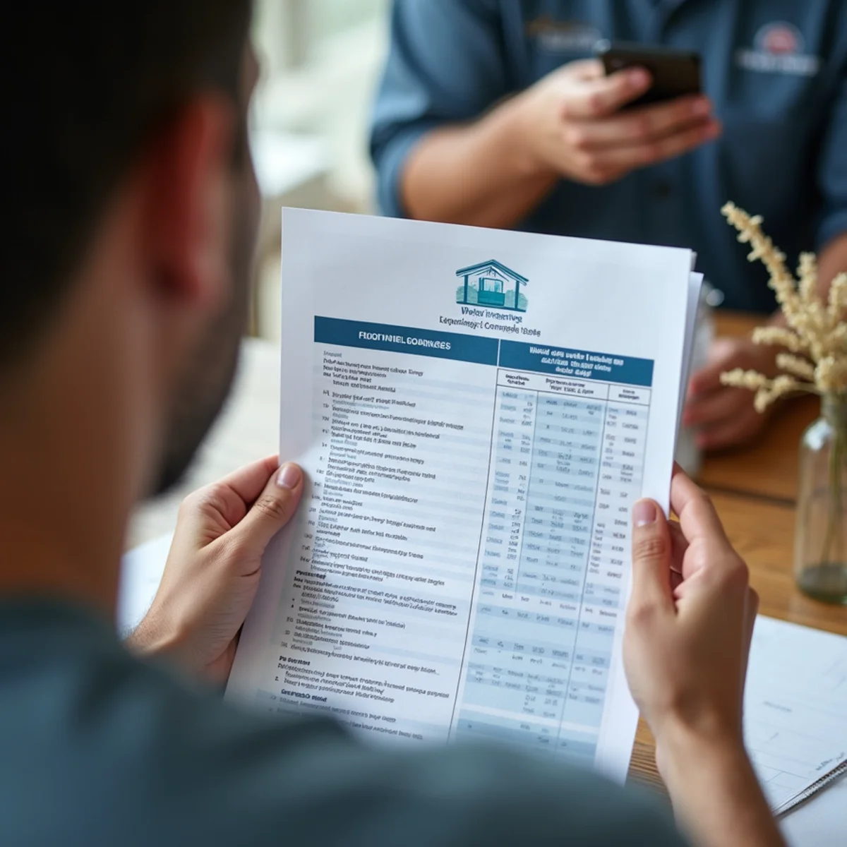 Homeowner reviewing Florida homeowners insurance declaration pages and NFIP policy